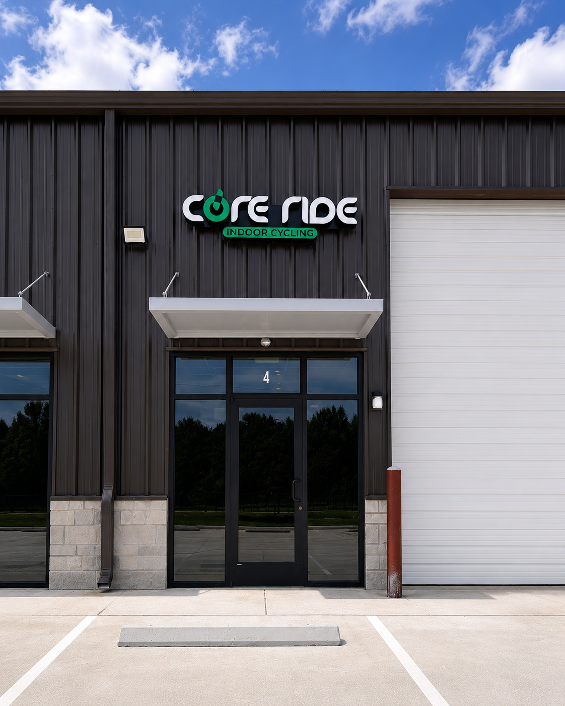 Core Ride Indoor Cycling studio storefront exterior with signage